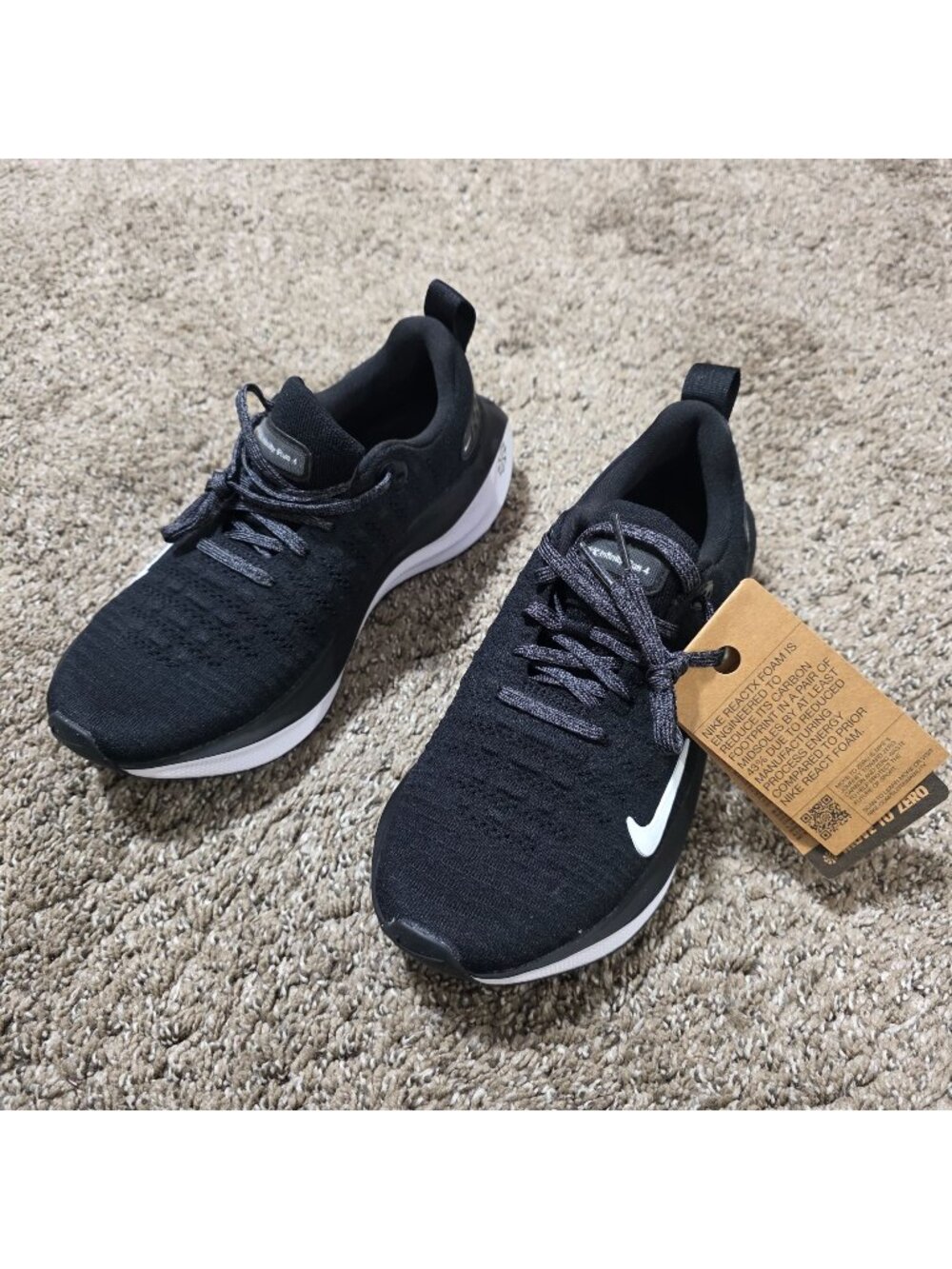Nike ReactX InfinityRN 4 Women's Size 7 Black White Running Shoes DR2670-001